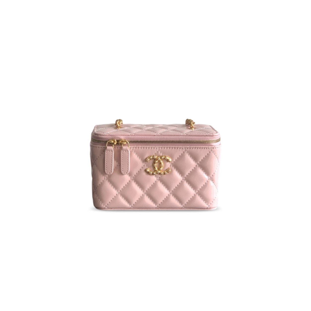 Ch**el vanity case waxy leather (17*9.5*8cm)